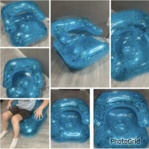 Inflatable Glitter Chair -90's 2000's Retro Look Kids & Teens Seat -Clear